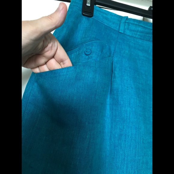 Escada Linen Exclusive Skirt Sz M(Euro 40)Midi Elegance Pockets Gorgeous Vintage - Picture 9 of 13